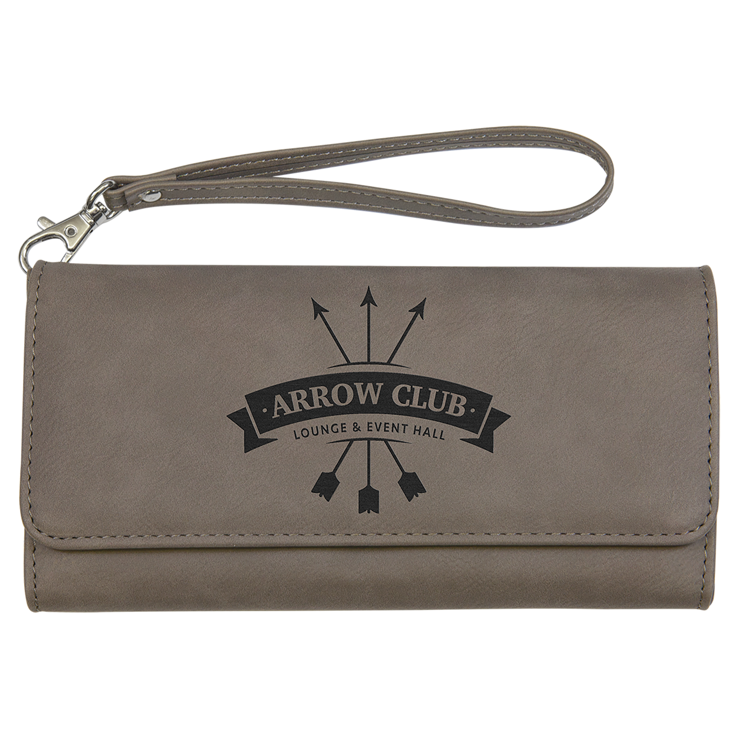 7 1/2" x 4" Laserable Leatherette Wallet with Strap