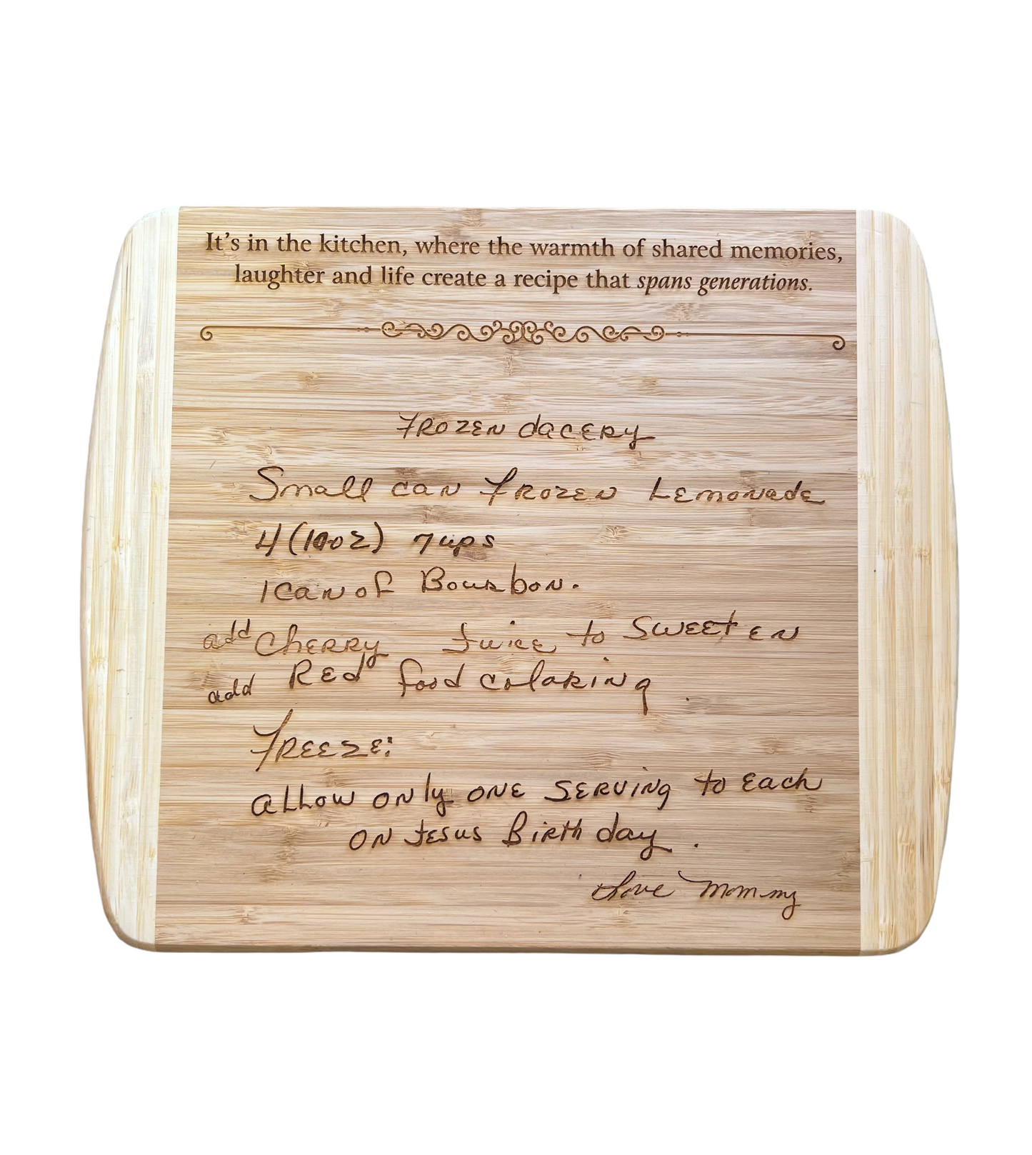 Handwritten Recipe Cutting Board