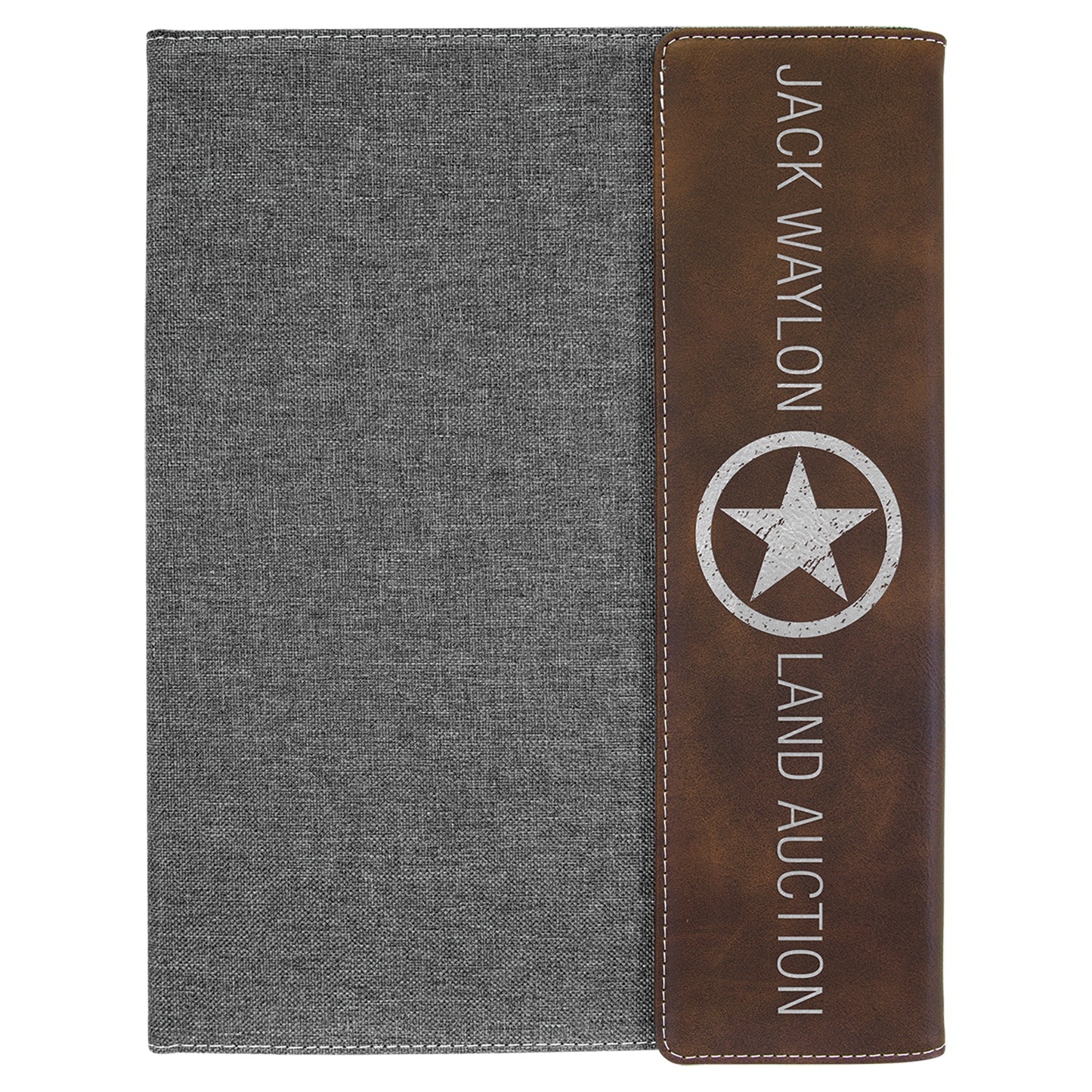 9 1/2" x 12" Laserable Leatherette / Gray Canvas Portfolio with Notepad