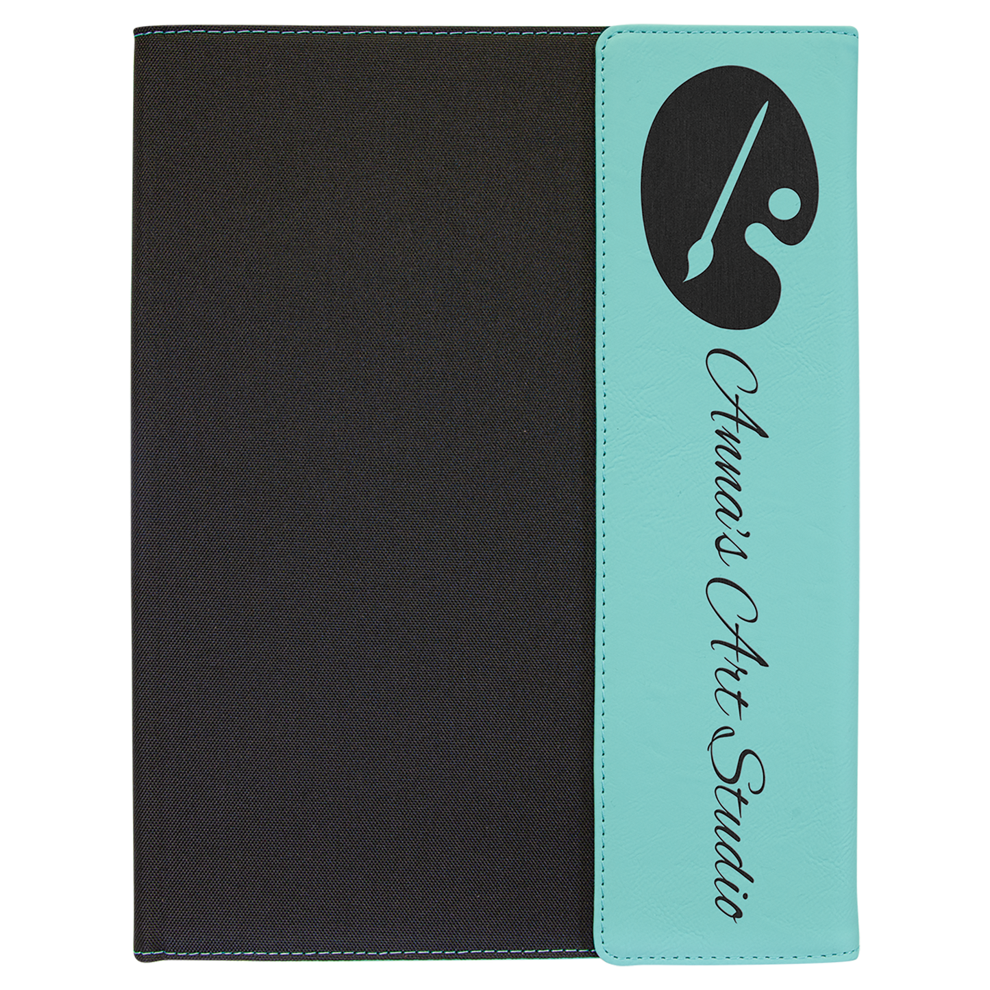 9 1/2" x 12" Laserable Leatherette / Black Canvas Portfolio with Notepad