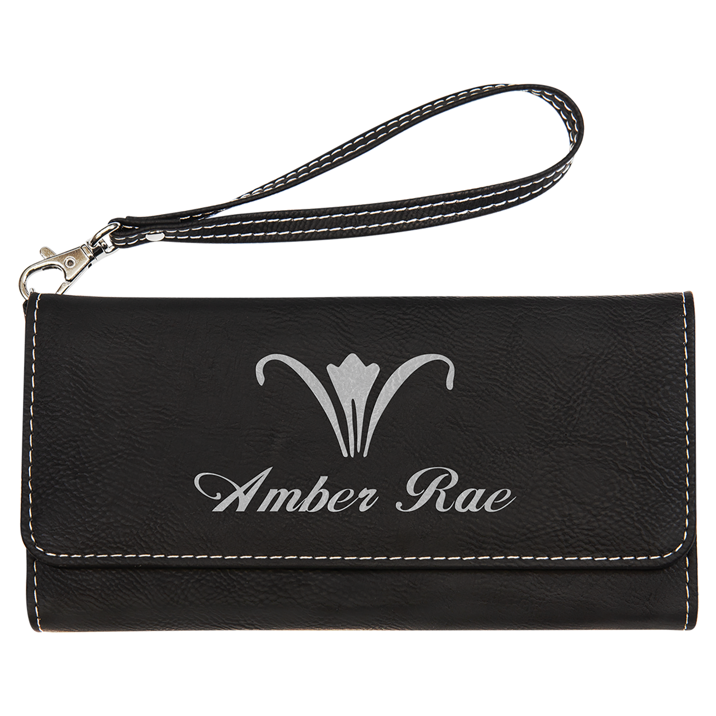 7 1/2" x 4" Laserable Leatherette Wallet with Strap