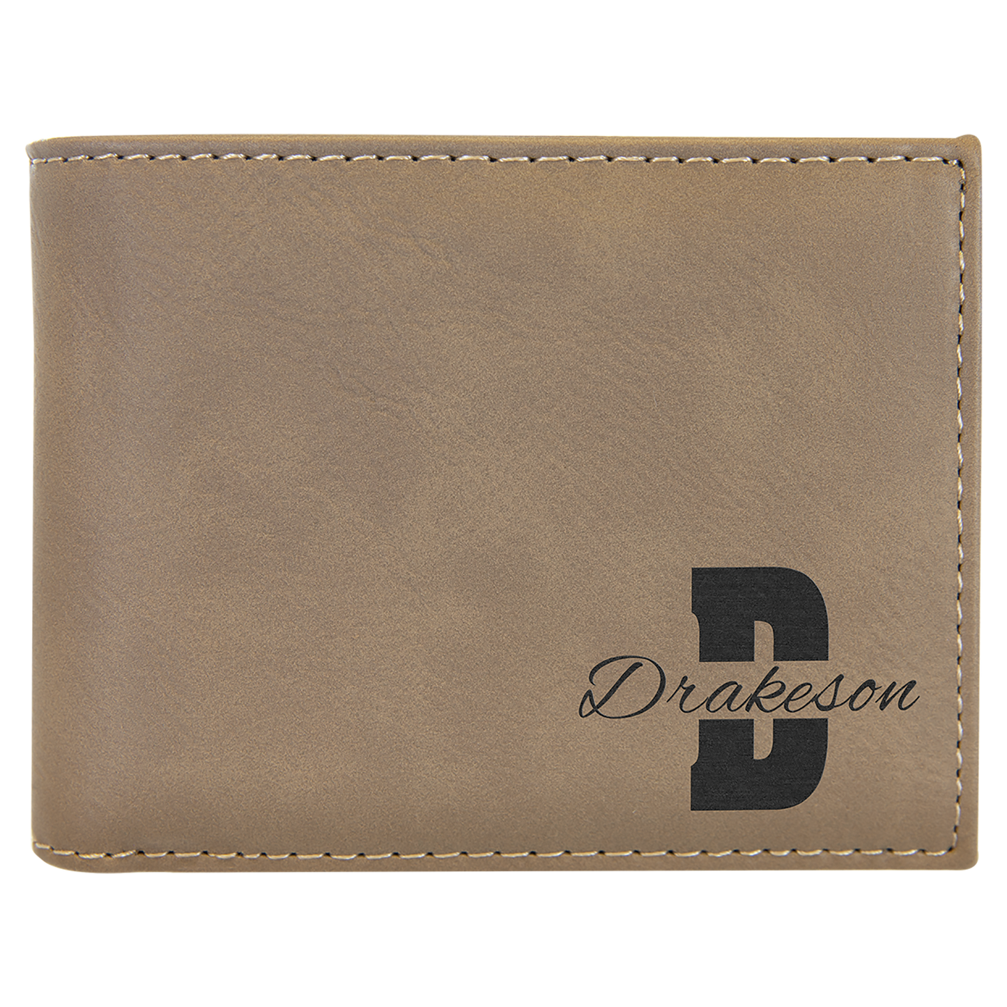 Laserable Leatherette Bi-Fold Wallet w/Flip ID