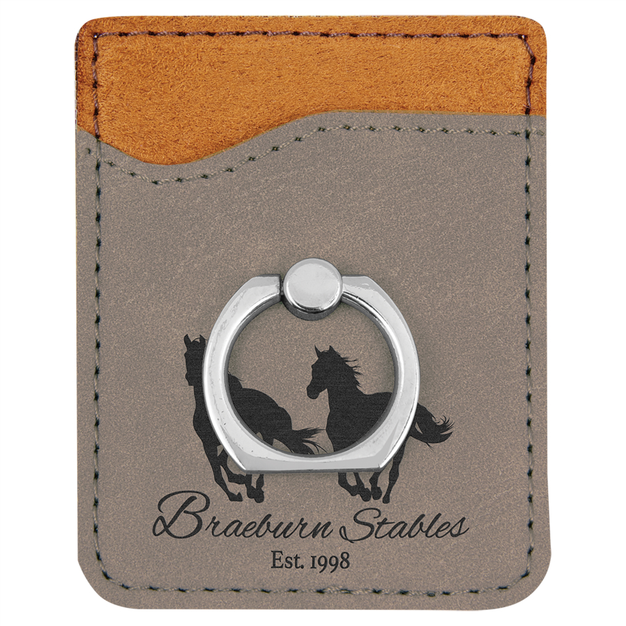 Leatherette Phone Wallet with Ring