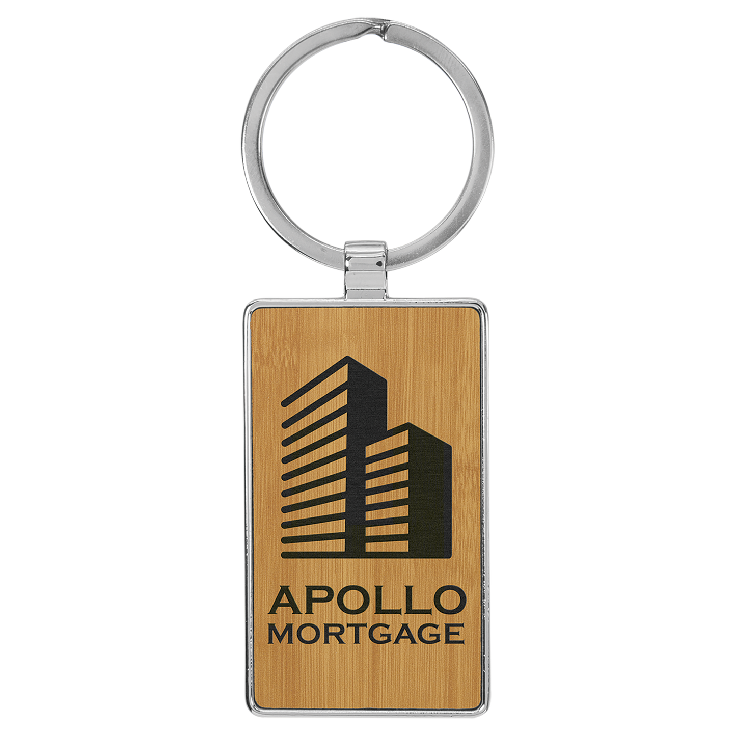 Laserable Leatherette/Metal Rectangle Keychain