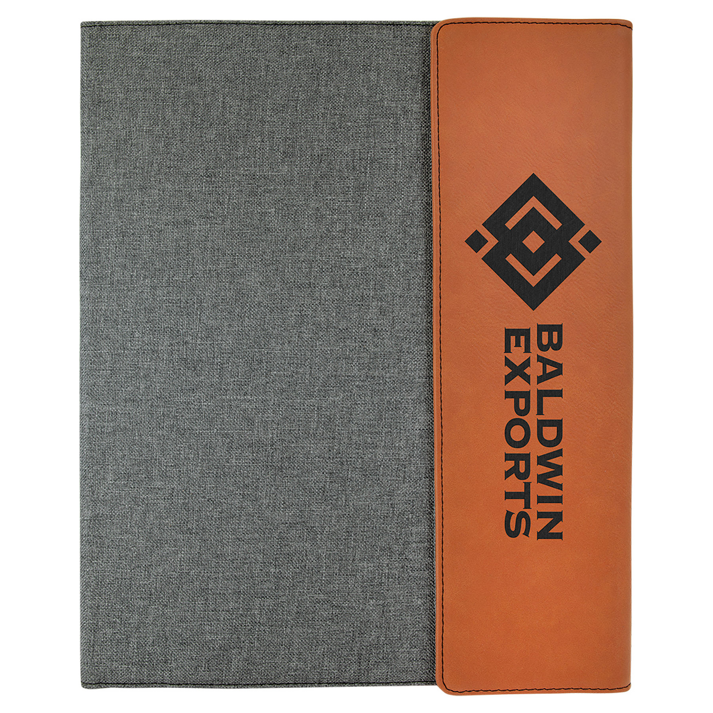 9 1/2" x 12" Laserable Leatherette / Gray Canvas Portfolio with Notepad