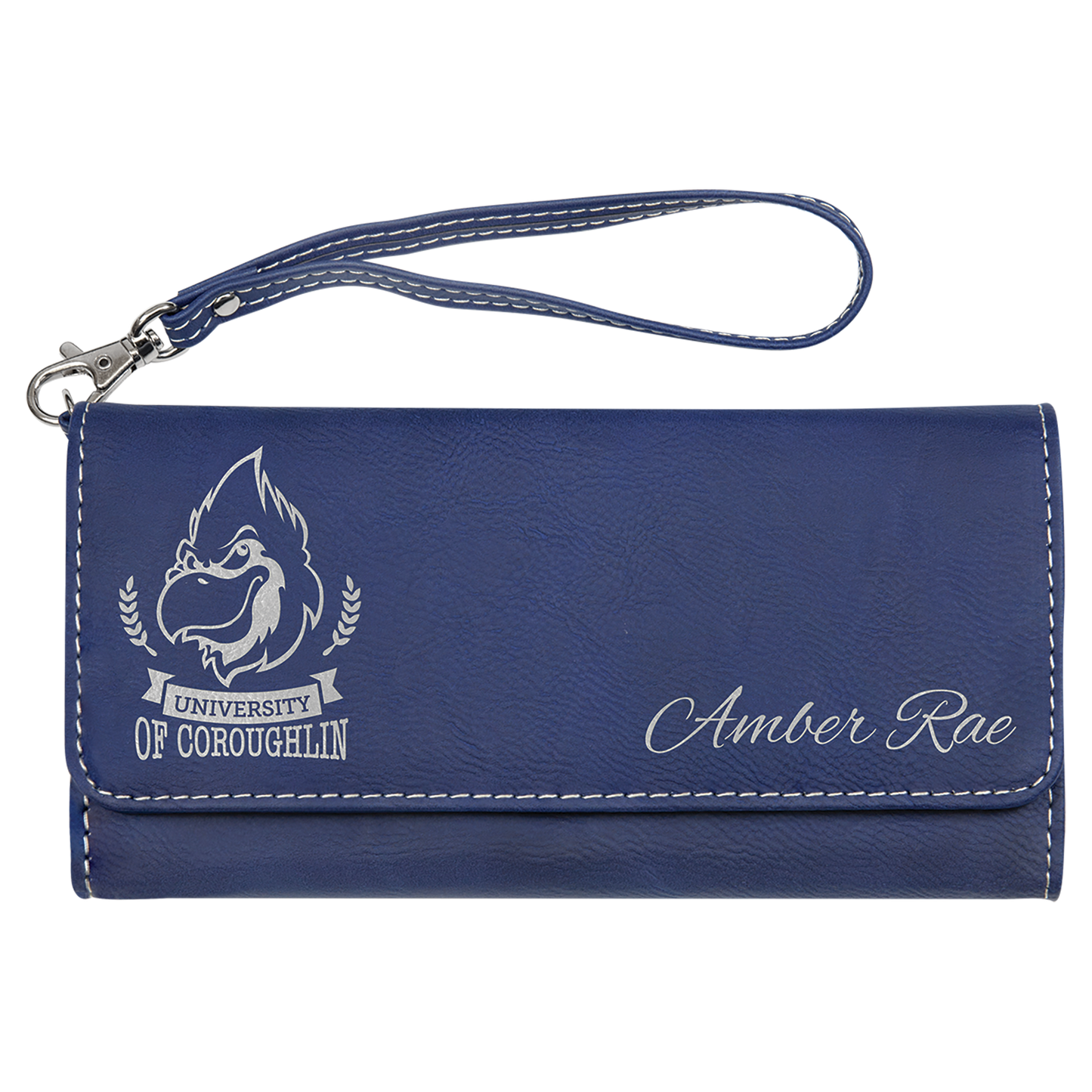 7 1/2" x 4" Laserable Leatherette Wallet with Strap