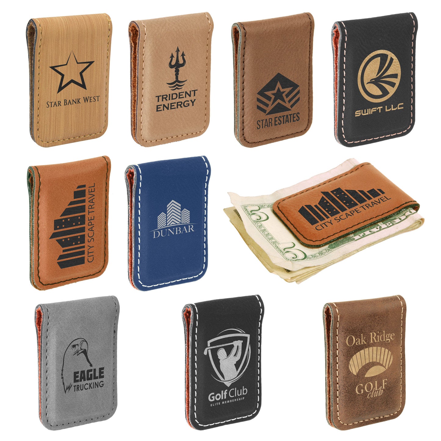 Laserable Leatherette Money Clip 1 3/4" x 2 1/2"