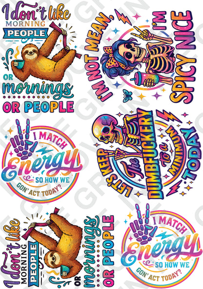 Funny Skeleton DTF Transfer - Sarcastic Retro Halloween DTF1000