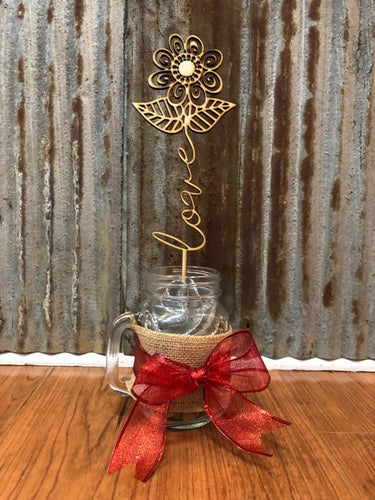 Wooden Flower Mason Jar
