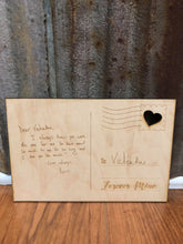 Load image into Gallery viewer, Wooden Valentine&#39;s Day postcard