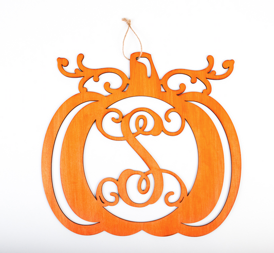 Monogrammed Pumpkin Door Decor