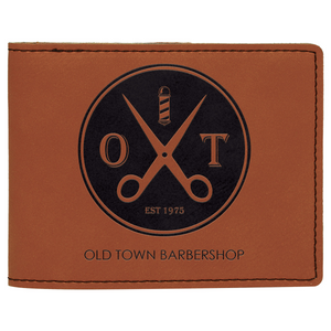 Laserable Leatherette Bi-Fold Wallet w/Flip ID