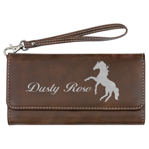 7 1/2" x 4" Laserable Leatherette Wallet with Strap