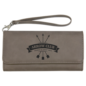 7 1/2" x 4" Laserable Leatherette Wallet with Strap