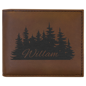 Laserable Leatherette Bi-Fold Wallet w/Flip ID