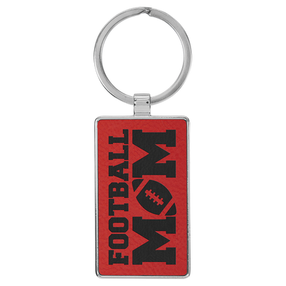 Laserable Leatherette/Metal Rectangle Keychain