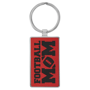 Laserable Leatherette/Metal Rectangle Keychain