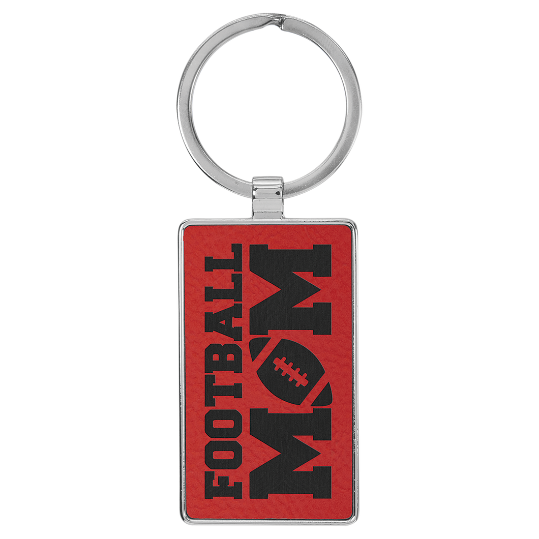 Laserable Leatherette/Metal Rectangle Keychain