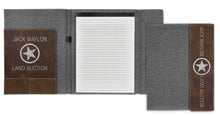 Load image into Gallery viewer, 9 1/2&quot; x 12&quot; Laserable Leatherette / Gray Canvas Portfolio with Notepad