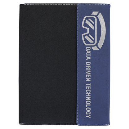 9 1/2" x 12" Laserable Leatherette / Black Canvas Portfolio with Notepad
