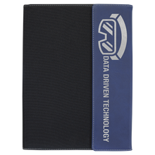 Load image into Gallery viewer, 9 1/2&quot; x 12&quot; Laserable Leatherette / Black Canvas Portfolio with Notepad