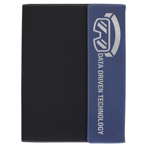 9 1/2" x 12" Laserable Leatherette / Black Canvas Portfolio with Notepad