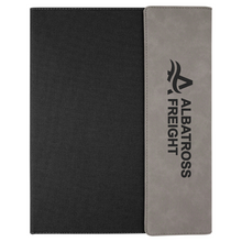 Load image into Gallery viewer, 9 1/2&quot; x 12&quot; Laserable Leatherette / Black Canvas Portfolio with Notepad
