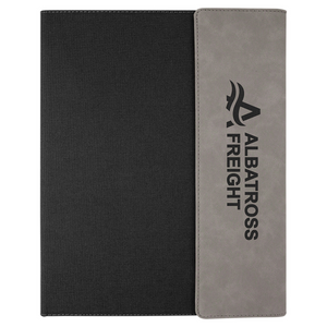 9 1/2" x 12" Laserable Leatherette / Black Canvas Portfolio with Notepad