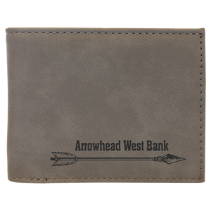Laserable Leatherette Bi-Fold Wallet w/Flip ID