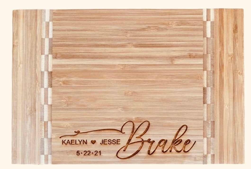 Bamboo Cutting Board with Butcher Block Inlay