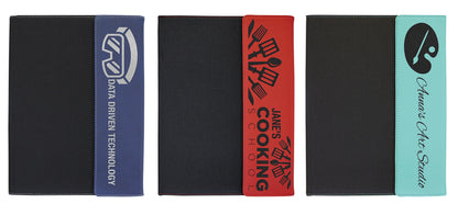 9 1/2" x 12" Laserable Leatherette / Black Canvas Portfolio with Notepad