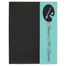Load image into Gallery viewer, 9 1/2&quot; x 12&quot; Laserable Leatherette / Black Canvas Portfolio with Notepad