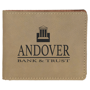 Laserable Leatherette Bi-Fold Wallet w/Flip ID