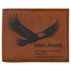 Laserable Leatherette Bi-Fold Wallet w/Flip ID
