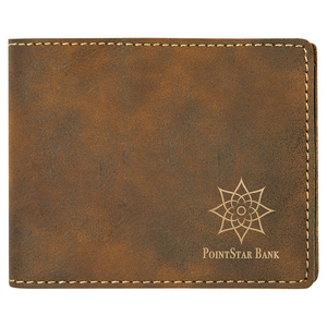 Laserable Leatherette Bi-Fold Wallet w/Flip ID