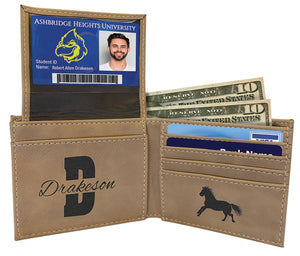 Laserable Leatherette Bi-Fold Wallet w/Flip ID