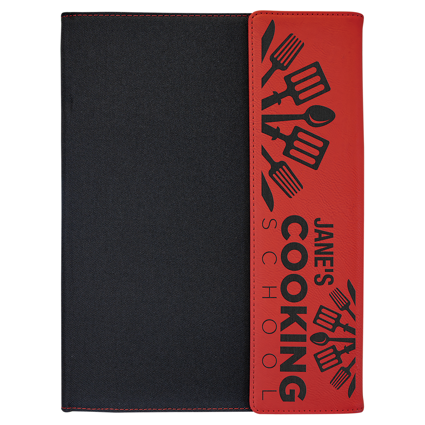 9 1/2" x 12" Laserable Leatherette / Black Canvas Portfolio with Notepad