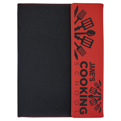 9 1/2" x 12" Laserable Leatherette / Black Canvas Portfolio with Notepad