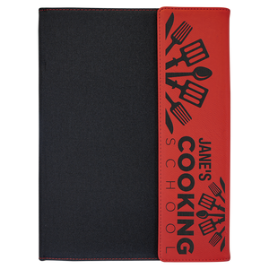 9 1/2" x 12" Laserable Leatherette / Black Canvas Portfolio with Notepad