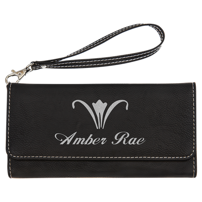 7 1/2" x 4" Laserable Leatherette Wallet with Strap