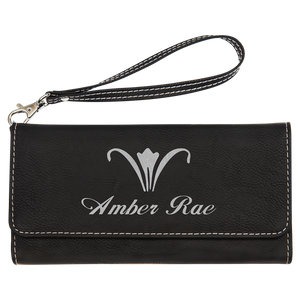 7 1/2" x 4" Laserable Leatherette Wallet with Strap