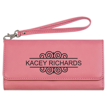 Load image into Gallery viewer, 7 1/2&quot; x 4&quot; Laserable Leatherette Wallet with Strap