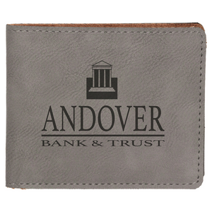 Laserable Leatherette Bi-Fold Wallet w/Flip ID