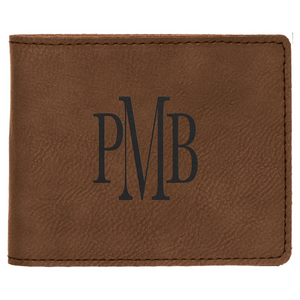 Laserable Leatherette Bi-Fold Wallet w/Flip ID