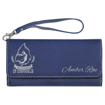 7 1/2" x 4" Laserable Leatherette Wallet with Strap