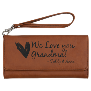 7 1/2" x 4" Laserable Leatherette Wallet with Strap