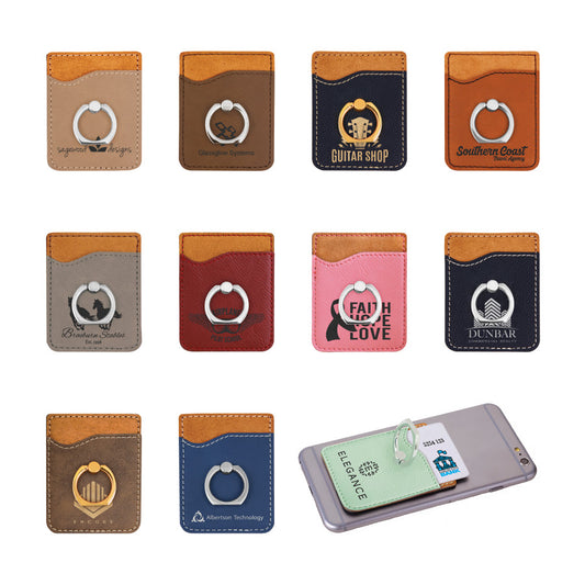 Leatherette Phone Wallet with Ring